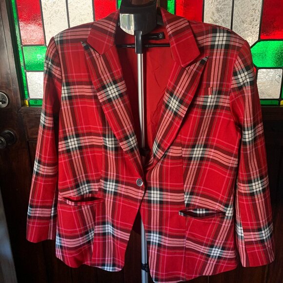 ❤️HP🌺🌟NY&C Haymarket Check Red Blazer XL Petite (ECU) - Picture 10 of 10